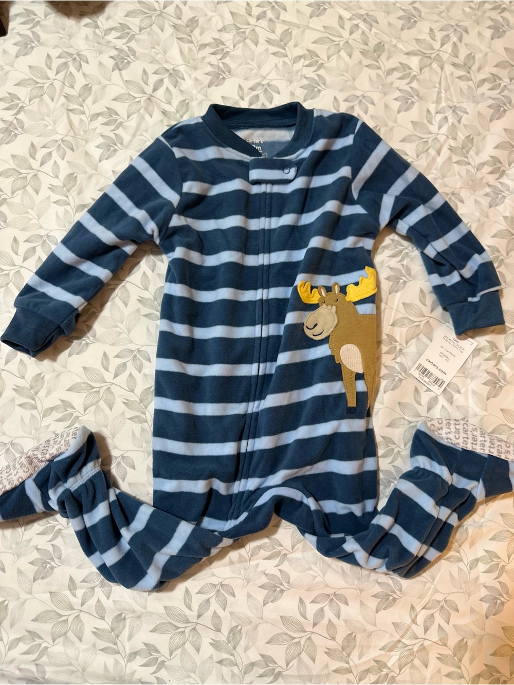 Carter's Navy and Light Blue Striped Footed Pajamas